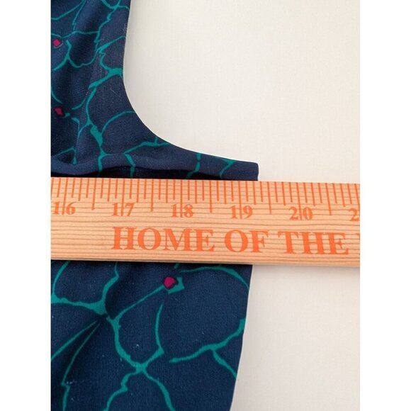 Talbots Factory Floral Blouson Dress Womens Size Large Blue Draped Cowl Neck - Picture 9 of 10